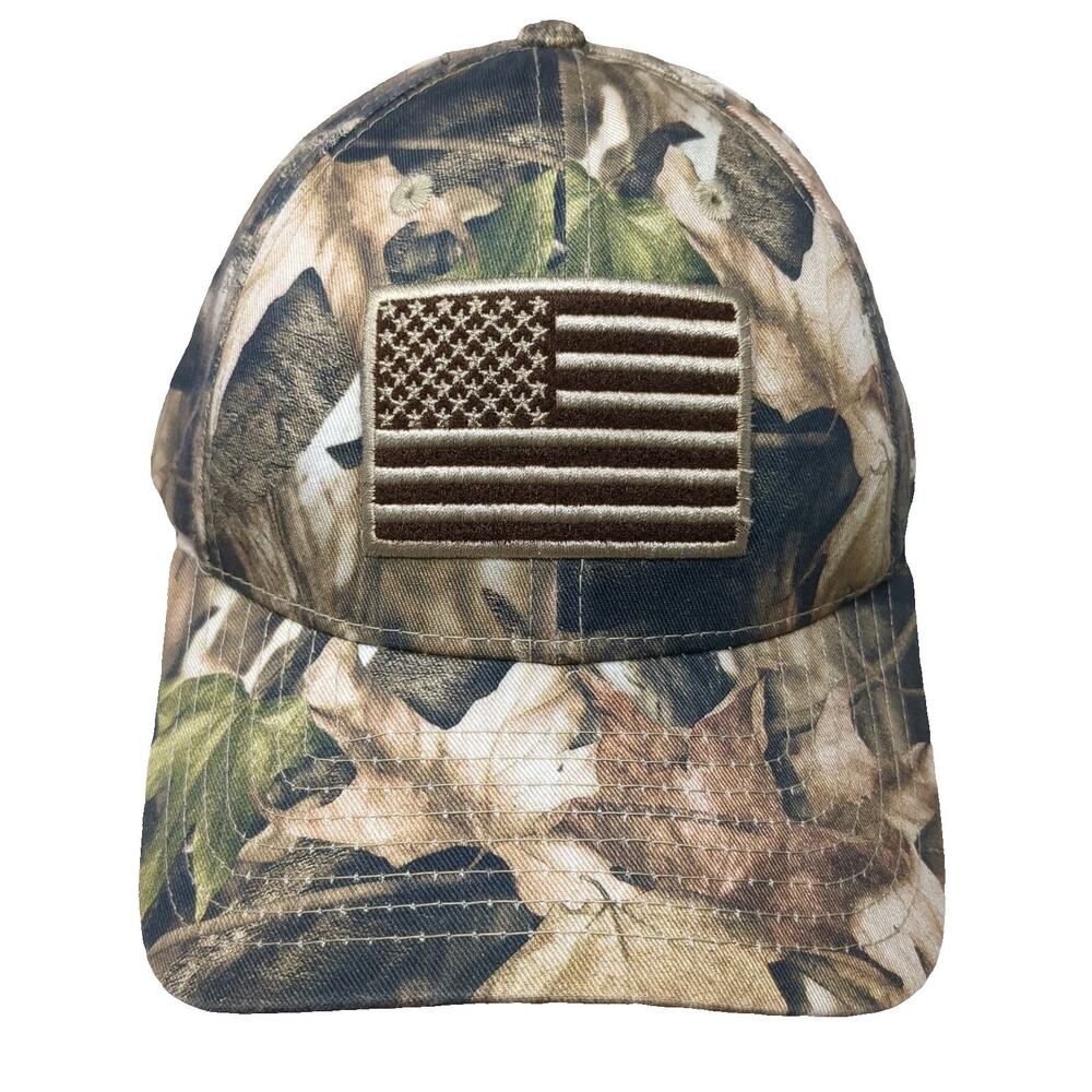 RAPDOM Baseball Cap Brown One Size Cotton Camo American Flag Strapback Hat